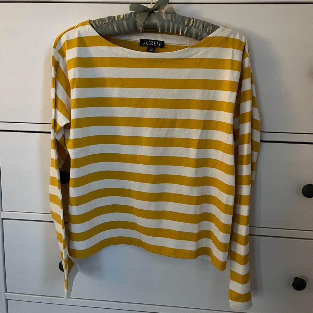 COPY - J.Crew Yellow and White Striped Boatneck Top